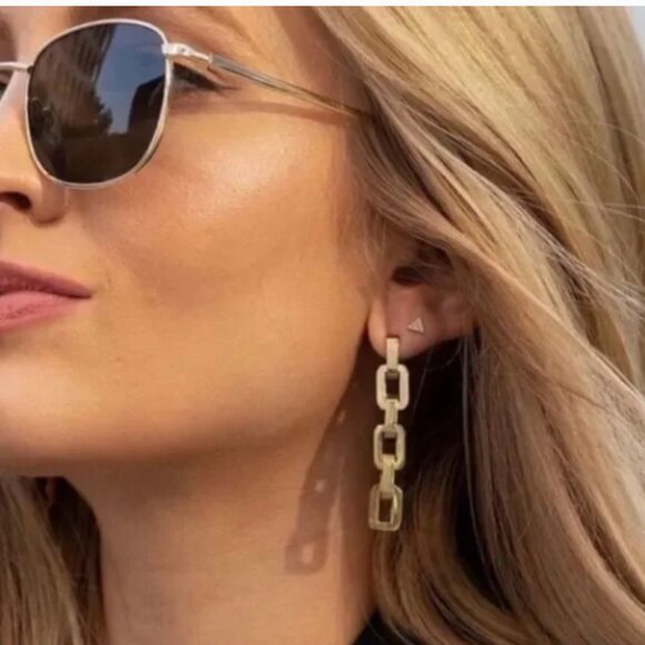NWT $250 SUPRA LINK GOLD DROP EARRINGS - Picture 7 of 11